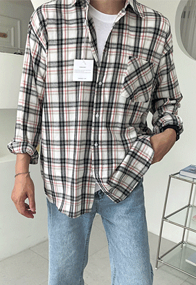베이직 오버핏 샤프카라 체크 셔츠 (2color)